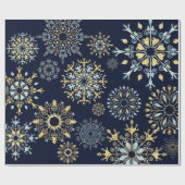 Modern Christmas Gold Blue Aquarell Snowflake Geschenkpapier (Flach)