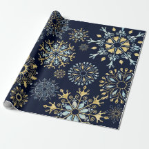 Modern Christmas Gold Blue Aquarell Snowflake
