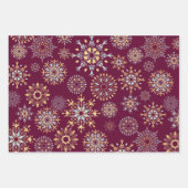 Modern Christmas Gold Blue Aquarell Snowflake W Geschenkpapier Set (Vorderseite 2)