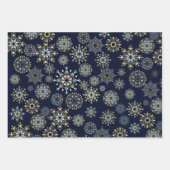 Modern Christmas Gold Blue Aquarell Snowflake W Geschenkpapier Set (Vorderseite 3)