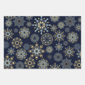 Modern Christmas Gold Blue Aquarell Snowflake W Geschenkpapier Set (Vorderseite 2)