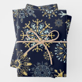 Modern Christmas Gold Blue Aquarell Snowflake W Geschenkpapier Set (Beispiel)