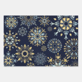 Modern Christmas Gold Blue Aquarell Snowflake W Geschenkpapier Set (Vorderseite)