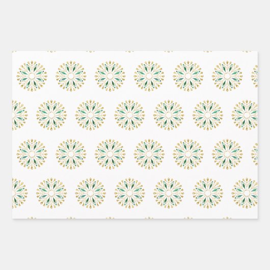 Modern Christmas Gold Green Snowflake Geschenkpapier Set (Vorderseite)