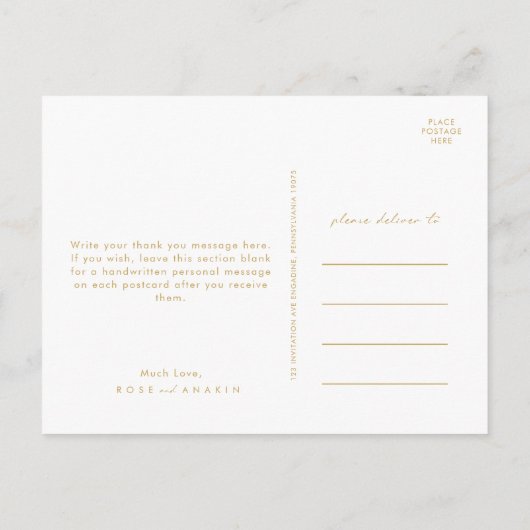 Modern Christmas Greenery Cream Wedding Vielen Dan Postkarte (Rückseite)