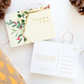 Modern Christmas Greenery Cream Wedding Vielen Dan Postkarte