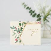 Modern Christmas Greenery Cream Wedding Vielen Dan Postkarte (Stehend Vorderseite)