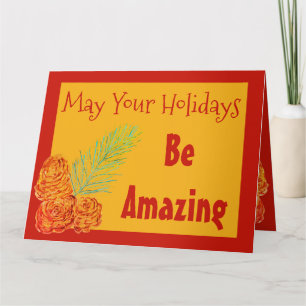Modern Christmas Greeting Card Gold And Barn Red Karte