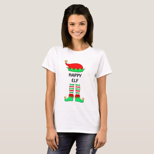 Modern Christmas Happy Elf T - Shirt (Vorne ganz)