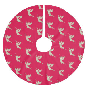 Modern Christmas Herald Angel Red Polyester Weihnachtsbaumdecke