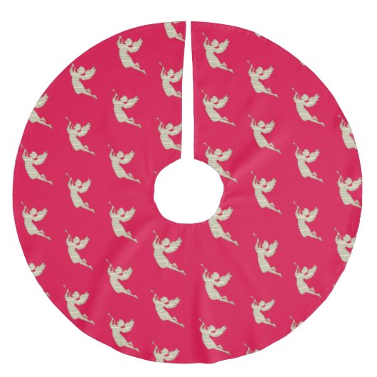 Modern Christmas Herald Angel Red Polyester Weihnachtsbaumdecke (Vorderseite)