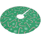 Modern Christmas Holiday Candy Cane Snow Pattern Polyester Weihnachtsbaumdecke (Schrägansicht)