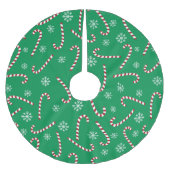 Modern Christmas Holiday Candy Cane Snow Pattern Polyester Weihnachtsbaumdecke (Vorderseite)