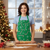 Modern Christmas Holiday Candy Cane Snow Pattern Schürze