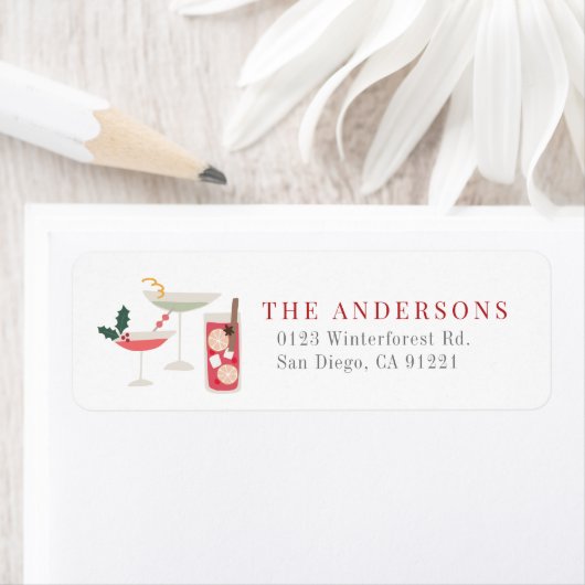 Modern Christmas Holiday Cocktails Return Address (Insitu)