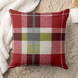 Modern Christmas Holiday Plaid Throw Pillow Kissen
