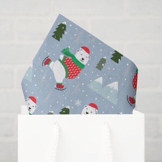 Modern Christmas Holidays Polar Bear Seidenpapier (Geschenk Tasche)