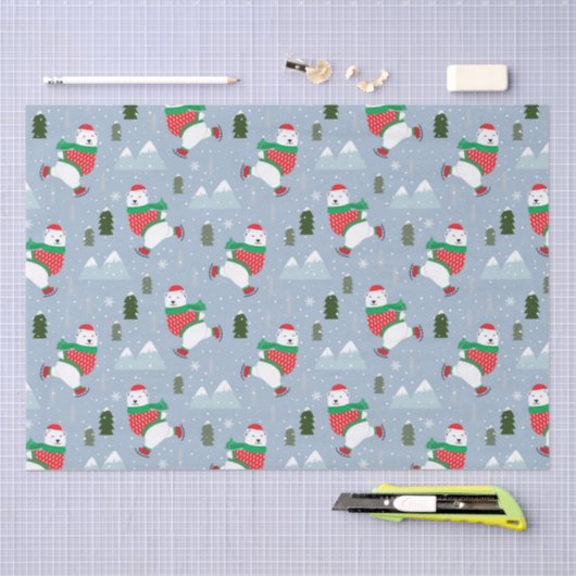Modern Christmas Holidays Polar Bear Seidenpapier