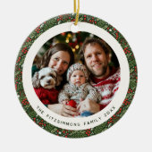 Modern Christmas Holly Foliage 2 Photos Keramik Ornament (Vorne)