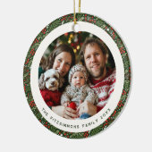 Modern Christmas Holly Foliage 2 Photos Keramik Ornament (Links)