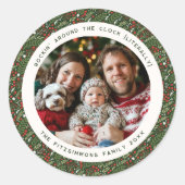 Modern Christmas Holly Foliage Photo Sticker (Vorderseite)