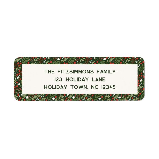 Modern Christmas Holly Leaf Return Address Labels (Vorne)