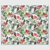 Modern Christmas Holly Pattern Geschenkpapier (Flach)