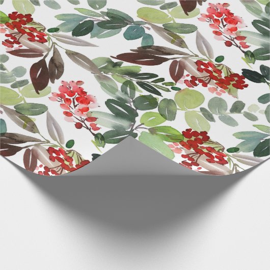 Modern Christmas Holly Pattern Geschenkpapier (Ecke)