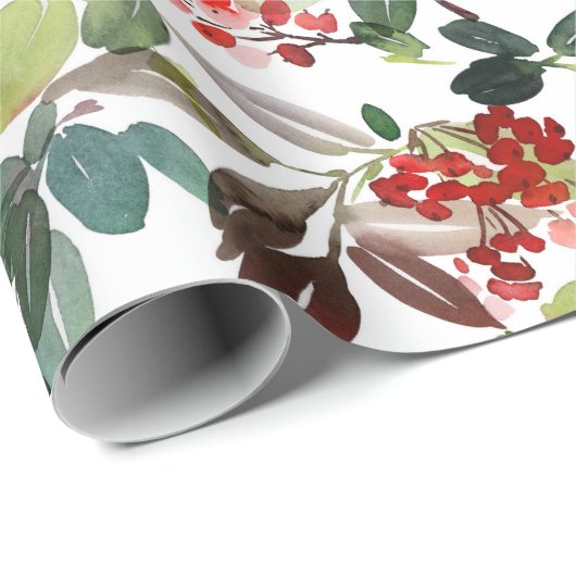 Modern Christmas Holly Pattern Geschenkpapier (Rolleneckpunkt)