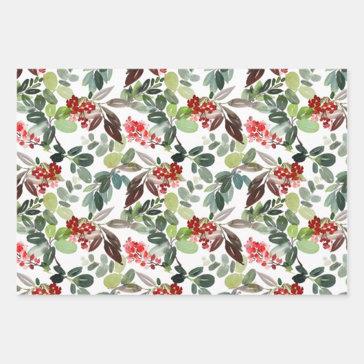 Modern Christmas Holly Pattern Geschenkpapier Set (Vorderseite 3)