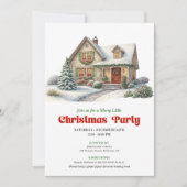 Modern christmas house invite red green minimal einladung (Vorderseite)