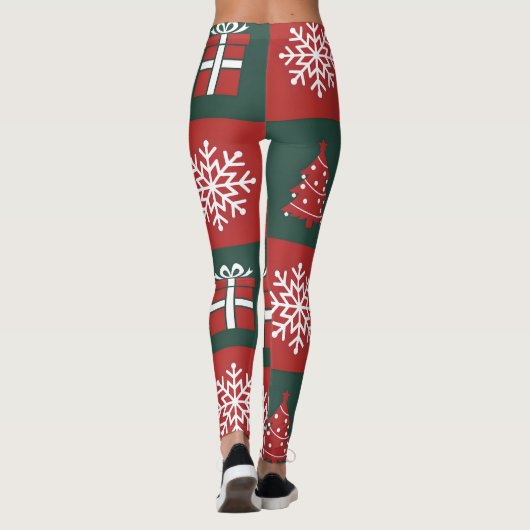 Modern Christmas Icons Pattern Leggings (Rückseite)