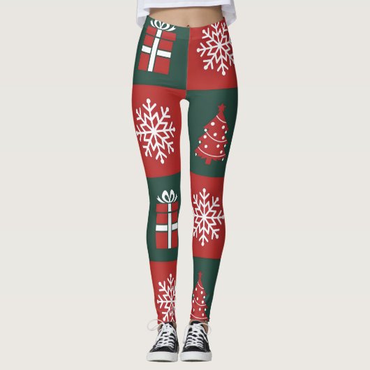 Modern Christmas Icons Pattern Leggings (Vorderseite)