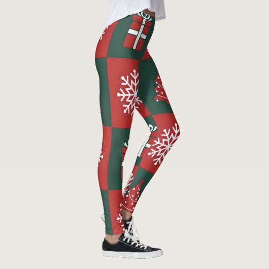 Modern Christmas Icons Pattern Leggings (Rechts)