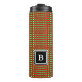 Modern Christmas Kariert Monogram Initial Red Gree Thermosbecher (Vorderseite)