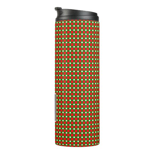 Modern Christmas Kariert Monogram Initial Red Gree Thermosbecher (Nach rechts gedreht)