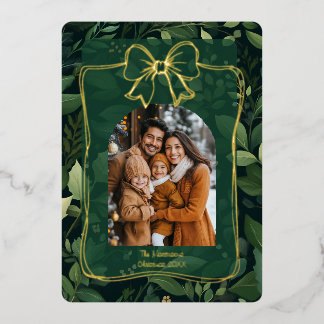 Modern Christmas Leaves Arch Photo Template Folien Feiertagskarte