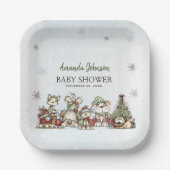 Modern Christmas Lights Puppy Baby Shower Pappteller (Vorderseite)