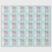 Modern Christmas Llama String Lights Name Geschenkpapier (Flach)