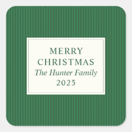 Modern Christmas Minimal Holiday Favor Green Quadratischer Aufkleber
