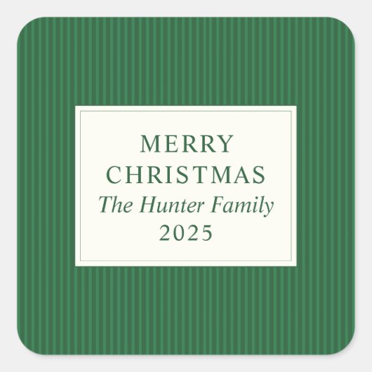 Modern Christmas Minimal Holiday Favor Green Quadratischer Aufkleber (Vorderseite)