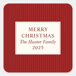 Modern Christmas Minimal Holiday Favor Red Quadratischer Aufkleber