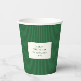 Modern Christmas Minimal Holiday Green Stripes Pappbecher