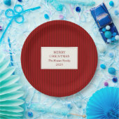 Modern Christmas Minimal Holiday Red Stripes Pappteller (Party)