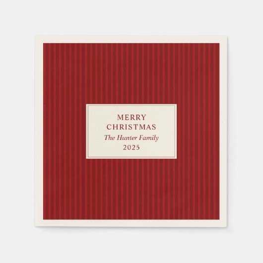 Modern Christmas Minimal Holiday Red Stripes Serviette (Vorderseite)