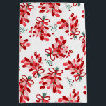 Modern Christmas Mistletoe Mittlere Geschenktüte<br><div class="desc">Ein modernes und trendiges Mistletoe-Muster für die Urlaubssaison. Niedliche bunte roter und rosa Mistelen,  die mit einem einfachen Bogen verbunden sind.</div>