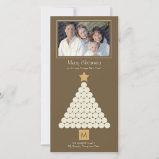 Modern Christmas Monogram Foto Card - Braun Feiertagskarte