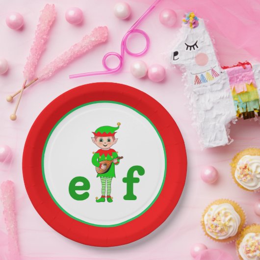 Modern Christmas Musical Elf Pappteller (Party)