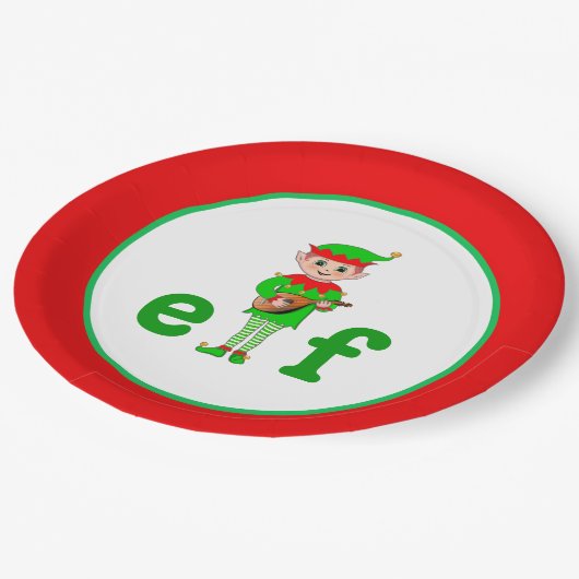 Modern Christmas Musical Elf Pappteller (Schrägansicht)