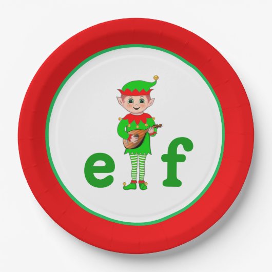 Modern Christmas Musical Elf Pappteller (Vorderseite)